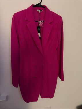 Fashion Nova Fuchsia Double-Breasted Blazer Jacket